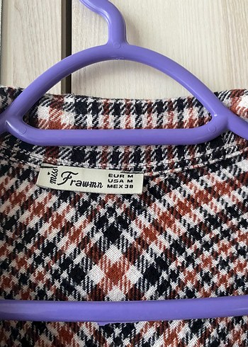 Düğmeli Kahverengi Kareli Kadın Gömlek - Görsel 2