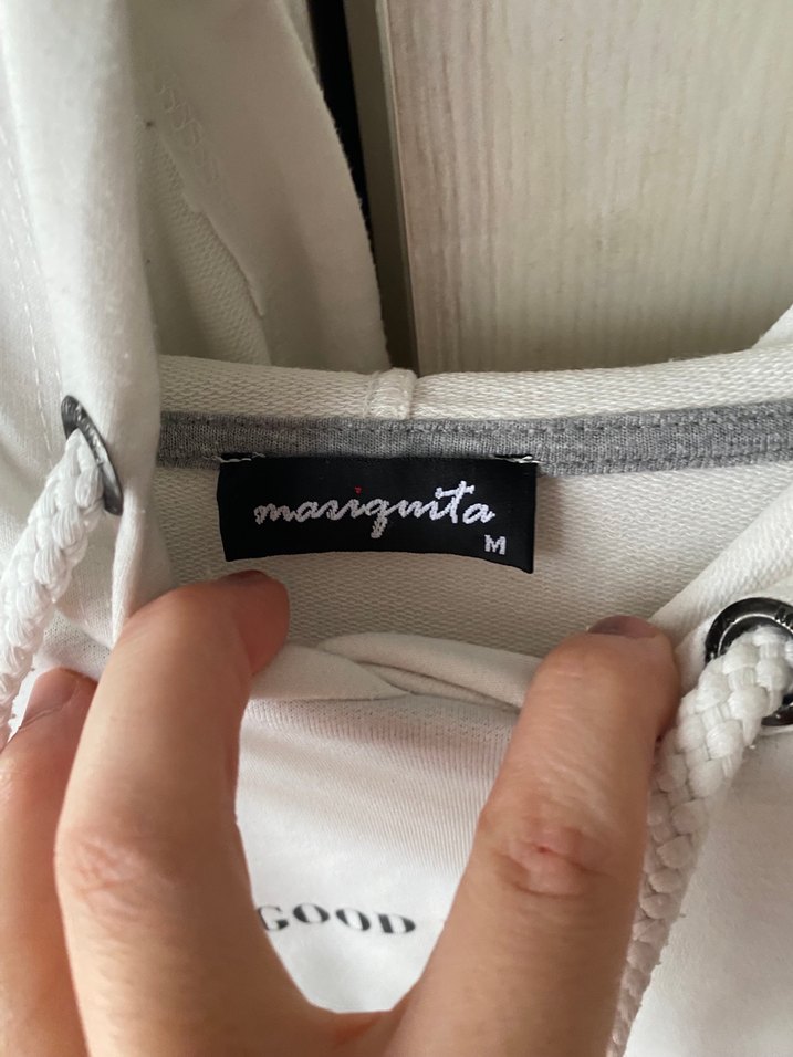 Beyaz Kapüşonlu Pamuklu Sweatshirt - Görsel 2