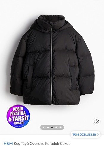H&M Siyah Oversize Pofuduk Mont