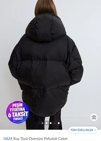 H&M H&M Siyah Oversize Pofuduk Mont