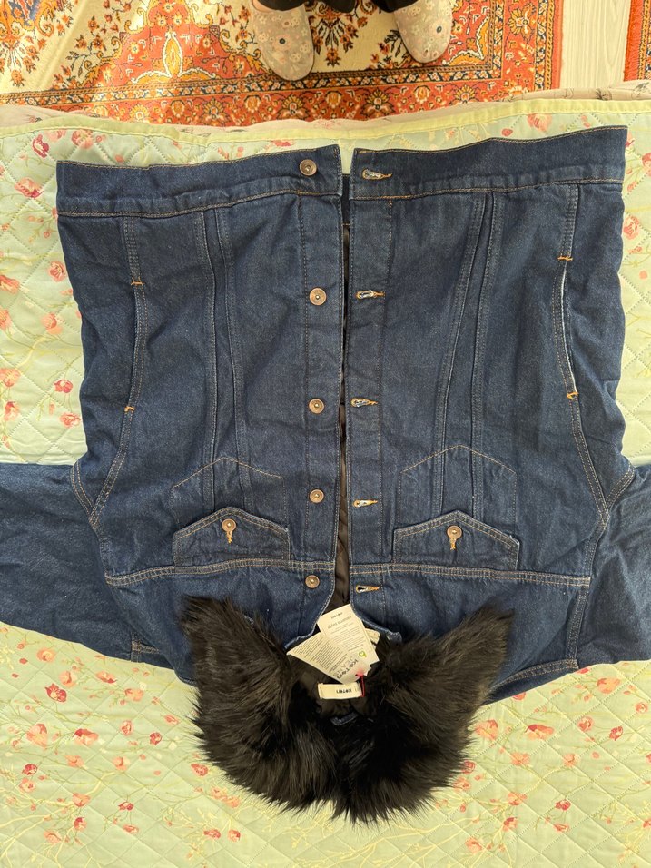 Kürk detaylı kot ceket - Görsel 3