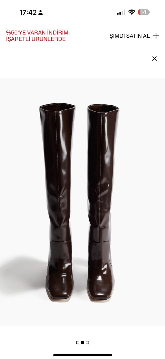 Kahverengi Deri Dizüstü Topuklu Çizme - Görsel 2