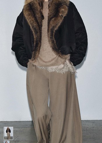 Zara kürk yakalı bomber ceket - Görsel 2