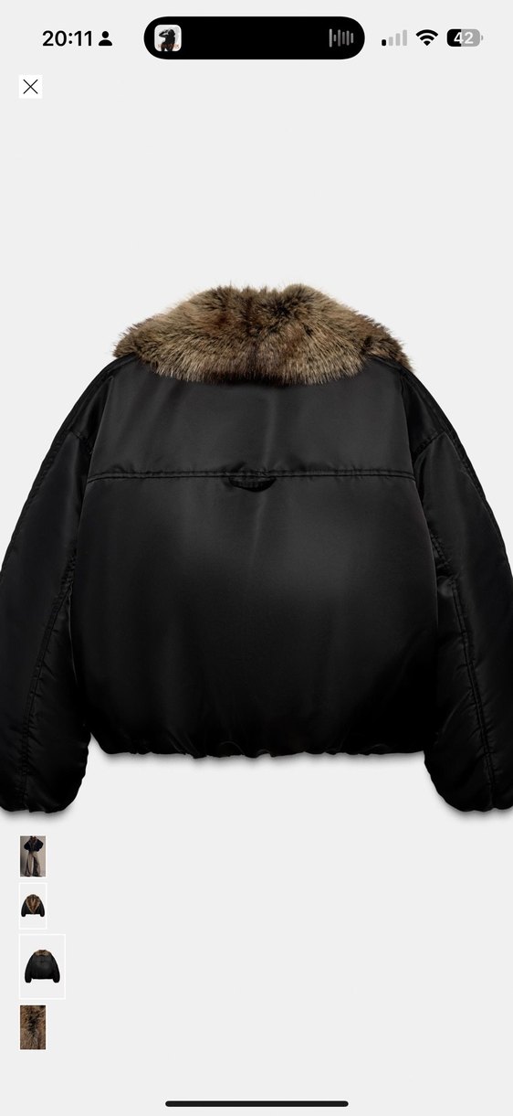 Zara kürk yakalı bomber ceket - Görsel 3