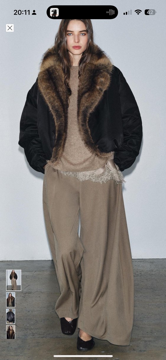 Zara kürk yakalı bomber ceket - Görsel 2