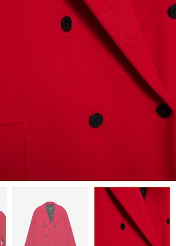 Stradivarius oversize Kırmızı Uzun Düğmeli Kaban - Görsel 4
