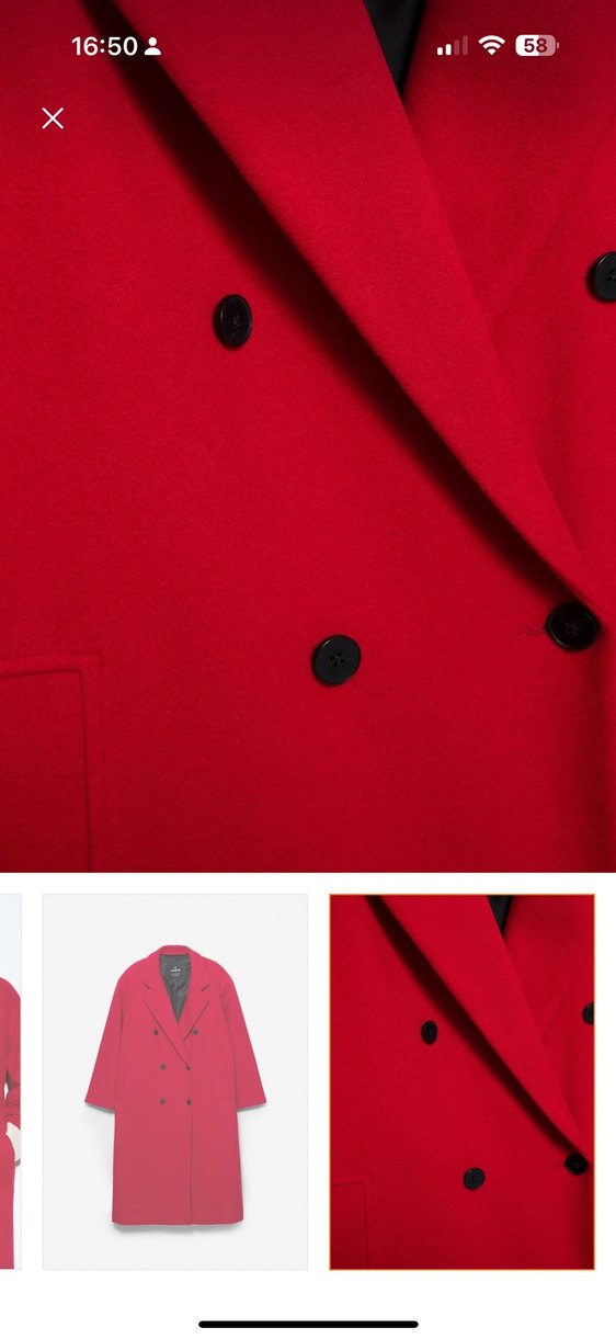 Stradivarius oversize Kırmızı Uzun Düğmeli Kaban - Görsel 4