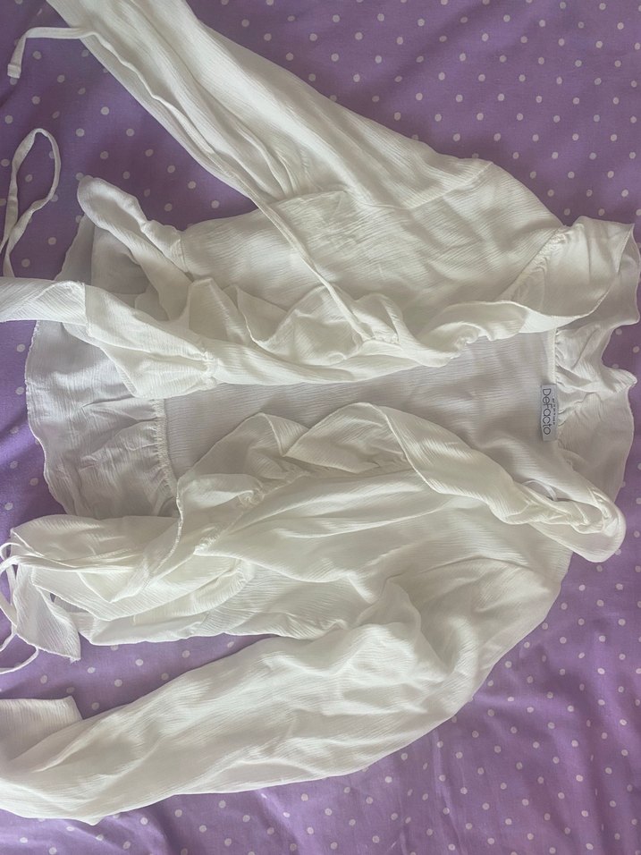 fırfır detaylı bağlamalı uzun kollu bluz - Görsel 2