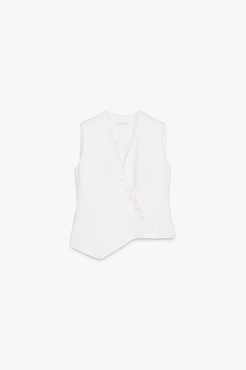 m Beden beyaz Renk ZW COLLECTİON ASİMETRİK YELEK