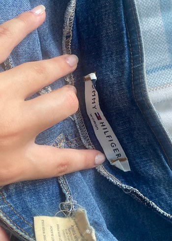 32 Beden mavi Renk Tokalı Mavi Denim Midi Etek