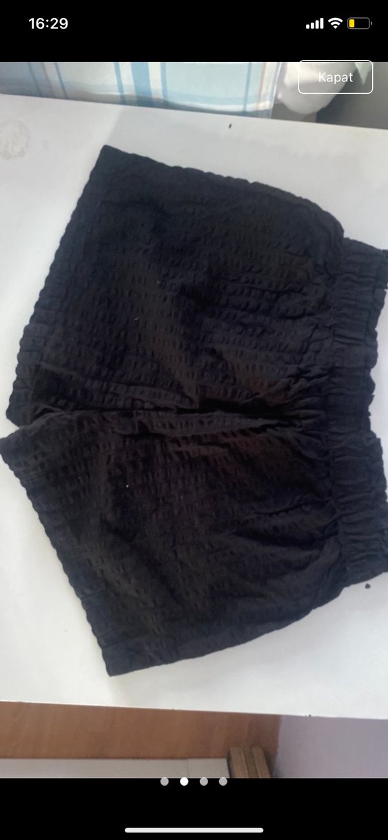 Siyah Keten Mini Şort - Görsel 2