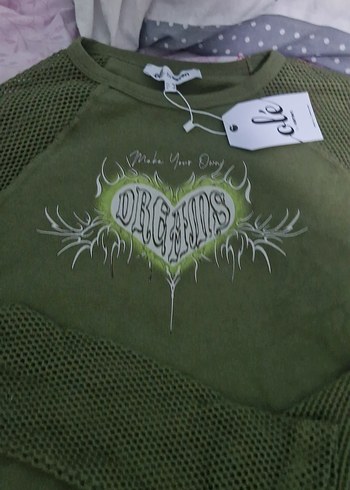 uzun file kollu yeşil crop - Görsel 2