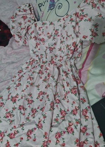 Pembe Çiçekli Midi Bohem Elbise - Görsel 2