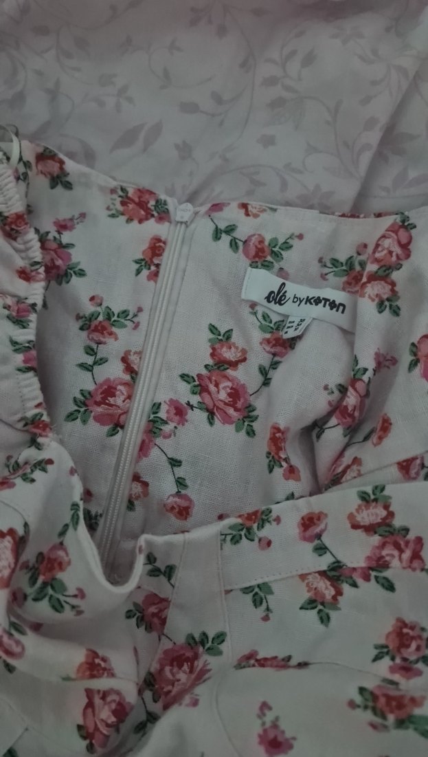 Pembe Çiçekli Midi Bohem Elbise - Görsel 4