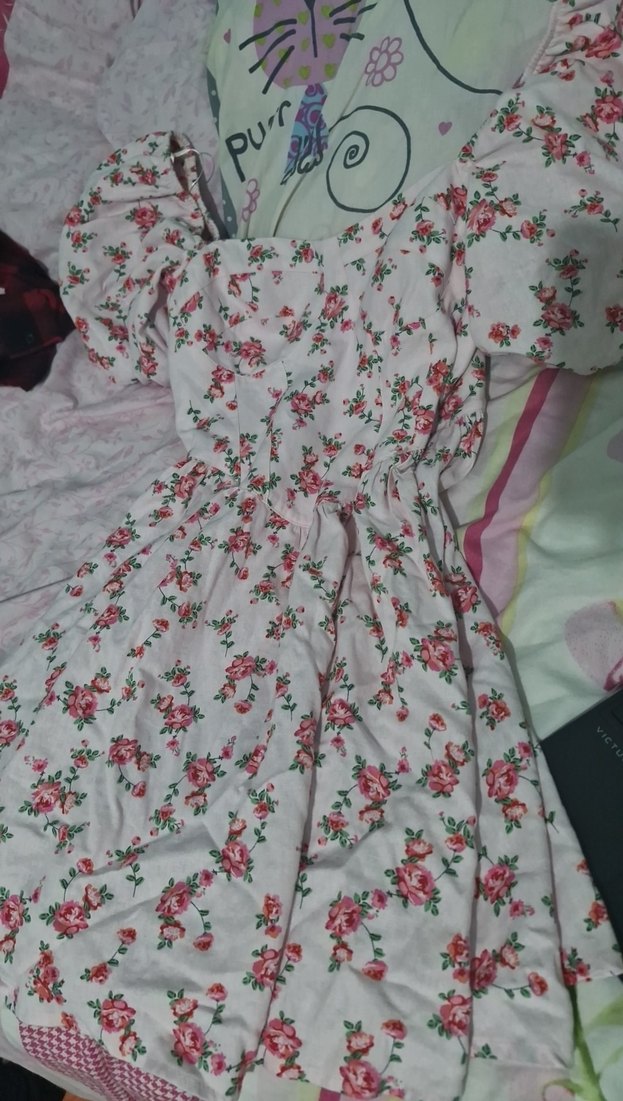 Pembe Çiçekli Midi Bohem Elbise - Görsel 2