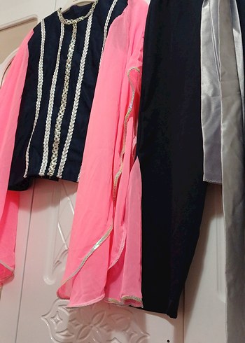 Nakışlı, Askısız, Pembe ve Siyah Çocuk Kostümü - Görsel 3