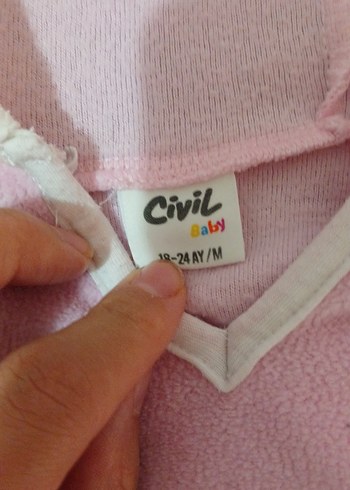 Pembe Kapüşonlu Kız Çocuk Panço - Görsel 3