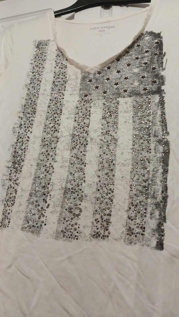 Kadın V Yaka Kısa Kollu Payetli Tişört - Görsel 2