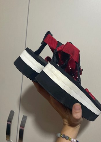 Teva Kadın Kırmızı Cırt Cırtlı TEVA MARKA Spor Sandalet