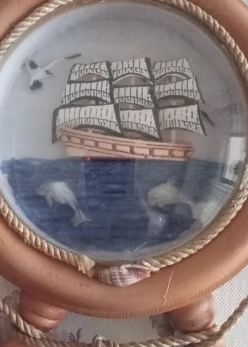 Beden mavi Renk Ahşap Dümen Şeklinde Duvar Süsü