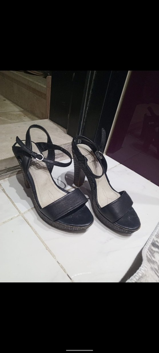 Siyah Yılan Desenli Platform Topuklu Kadın Ayakkabı - Görsel 2