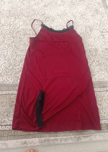 Bordo Askılı Midi Gecelik