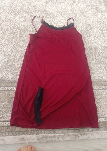 Diğer Bordo Askılı Midi Gecelik