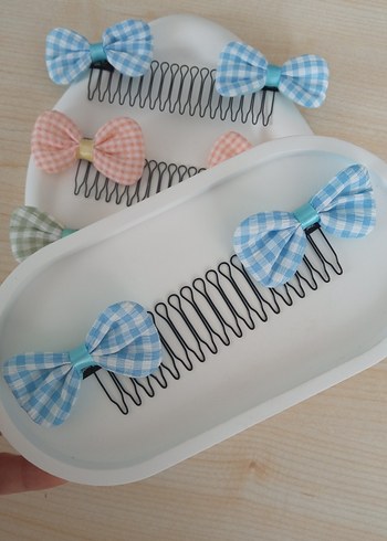 Çok Renkli Puantiyeli Fiyonk Saç Tokaları - Görsel 3