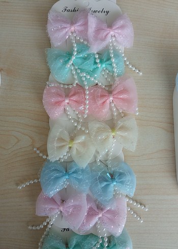 Çocuklar için Nakışlı Pastel Fiyonk Toka - Görsel 2