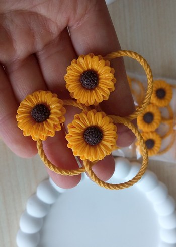Sarı Ayçiçeği Elastik Çocuk Saç Tokası - Görsel 2