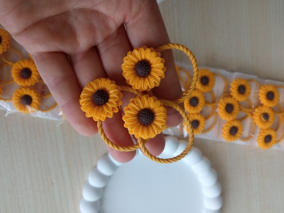 Sarı Ayçiçeği Elastik Çocuk Saç Tokası - Görsel 2