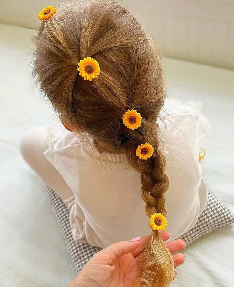 Sarı Ayçiçeği Elastik Çocuk Saç Tokası - Görsel 3