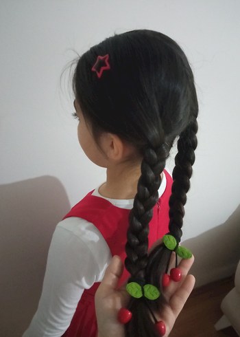 Kirazlı Elastik Çocuk Saç Lastiği - Görsel 3