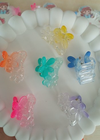 Renkli Pastel çiçek Detaylı Çocuk Toka Seti - Görsel 2