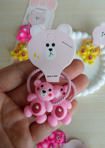 Renkli Elastik Ayıcık Figürlü Çocuk Toka Seti - Görsel 4