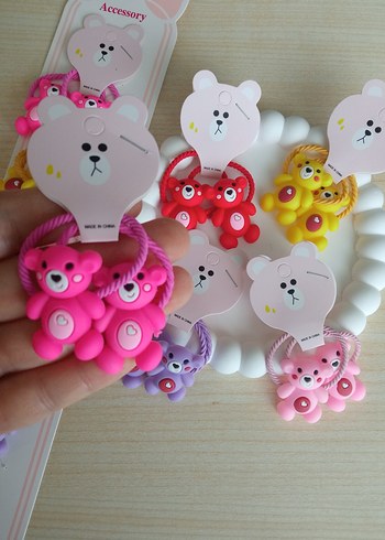 Renkli Elastik Ayıcık Figürlü Çocuk Toka Seti - Görsel 2