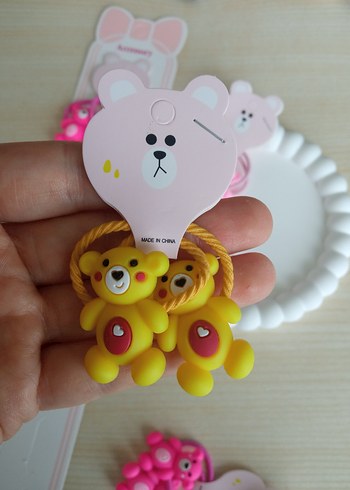 Renkli Elastik Ayıcık Figürlü Çocuk Toka Seti - Görsel 3