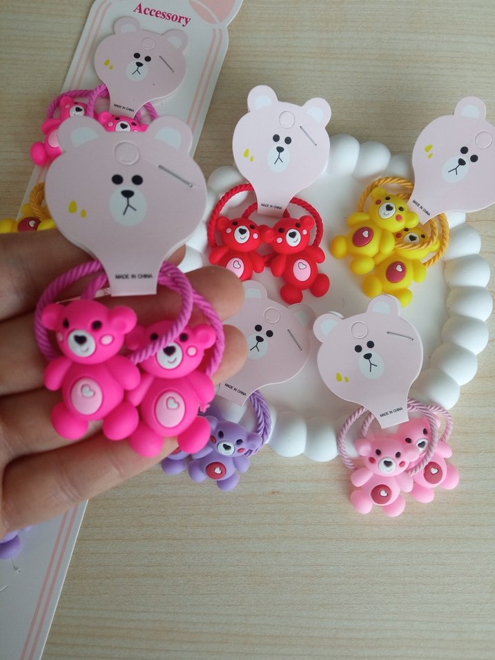 Renkli Elastik Ayıcık Figürlü Çocuk Toka Seti - Görsel 2