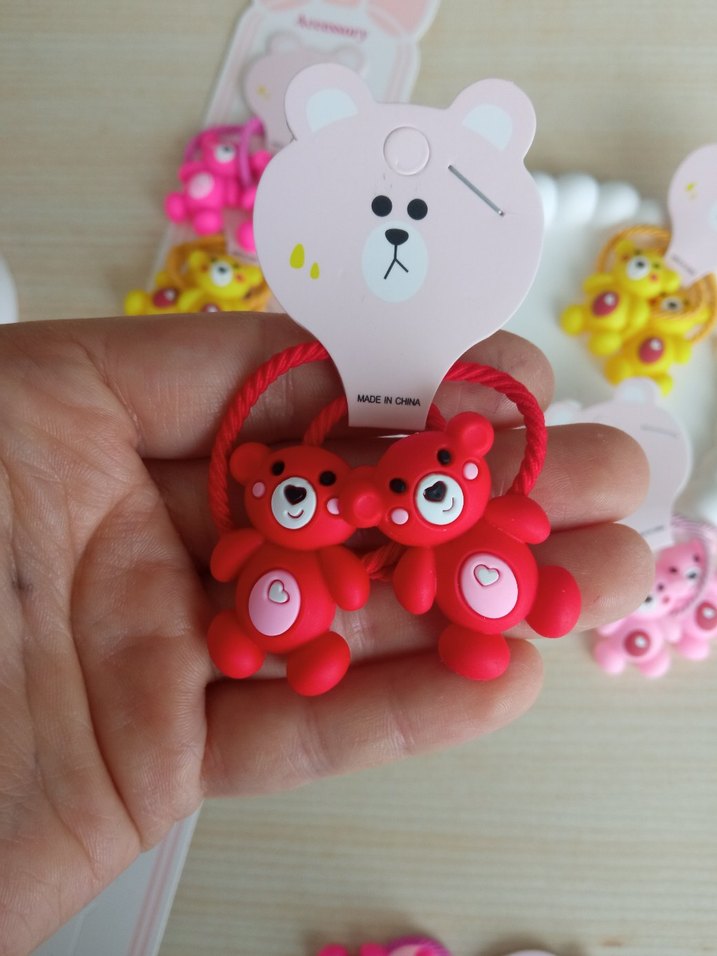 Renkli Elastik Ayıcık Figürlü Çocuk Toka Seti - Görsel 5