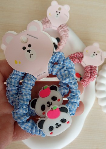Renkli Desenli Elastik Panda Saç Tokası - Görsel 2