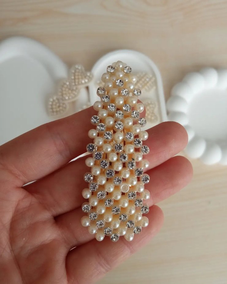 Beyaz İnci Boncuklu Kadın Saç Tokası - Görsel 2