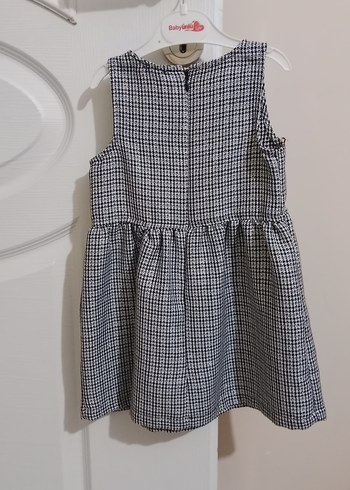 Düğmeli Gri Ekose Kız Elbise - Görsel 3