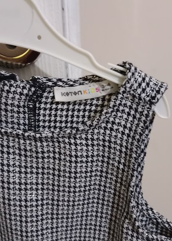 Düğmeli Gri Ekose Kız Elbise - Görsel 2