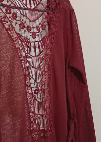 Bordo Bohem Uzun Hamile Tunik - Görsel 3