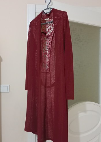 Bordo Bohem Uzun Hamile Tunik - Görsel 2