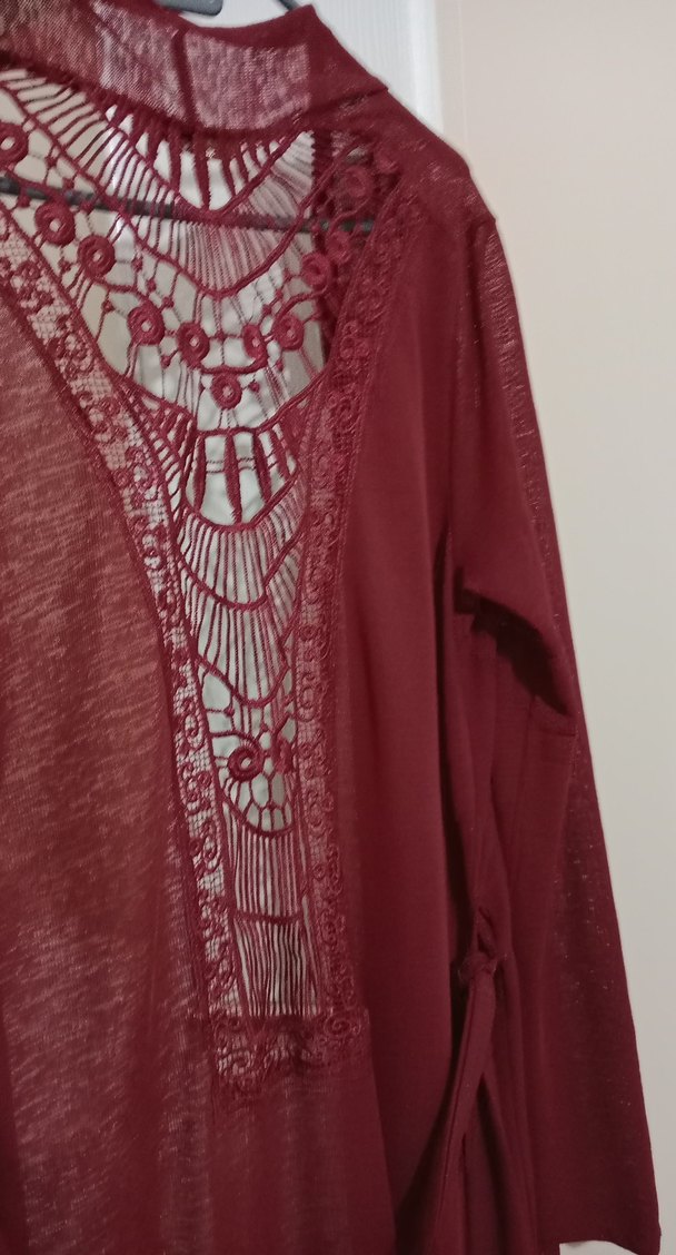 Bordo Bohem Uzun Hamile Tunik - Görsel 3