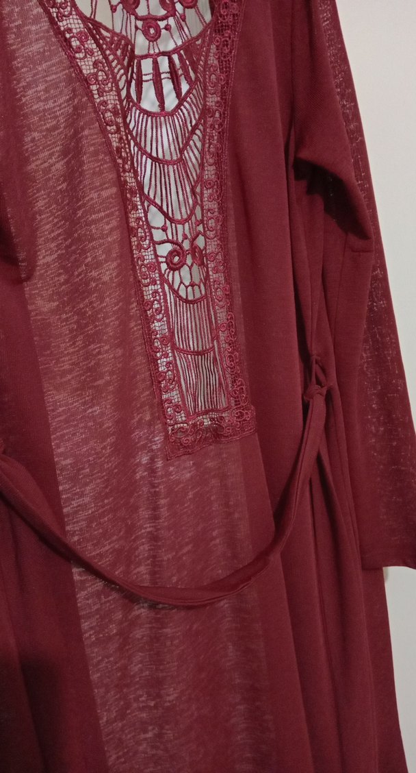 Bordo Bohem Uzun Hamile Tunik - Görsel 4