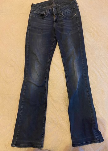 Kadın Koyu Mavi ispanyol paca Denim Kot Pantolon