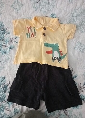 6 Ay Beden sarı Renk Bebek takım