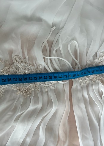 Nakışlı Beyaz Bohem Uzun Şifon Kap - Görsel 3